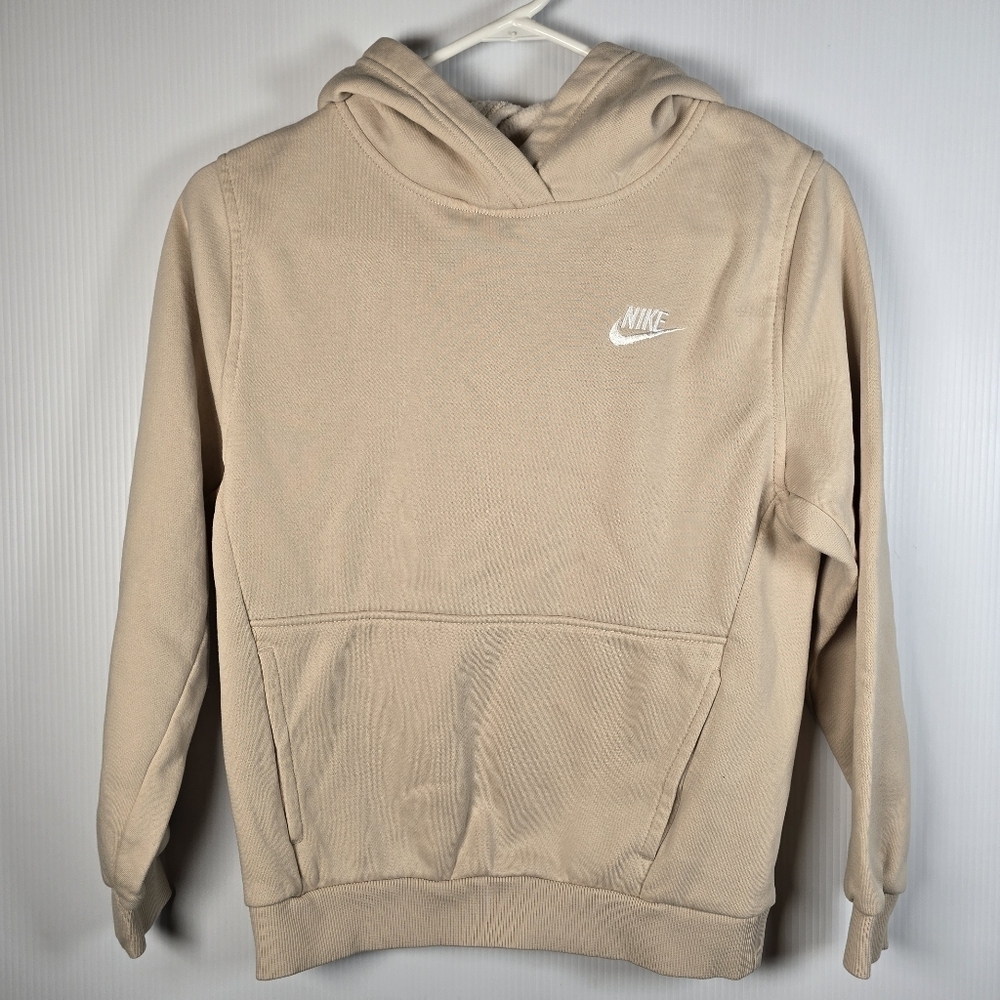 Nike Kid's Tan Hoodie Pullover Sweatshirt Size L Unisex Casual Relaxed Fit